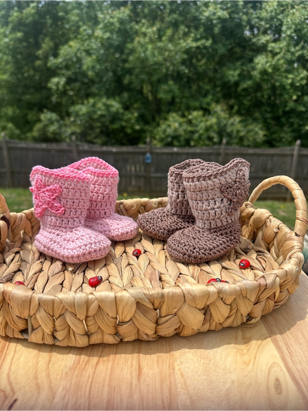 Handmade Crochet Baby Cow Boy Booties - Brown